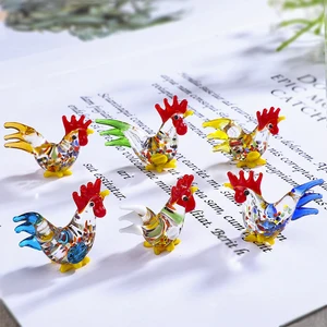 H  D 6 шт. ручная работа, стеклянная выдувная скульптура, фигурка курицы, животное, украшение для домашнего стола, Декор, новинка, Рождественский подарок