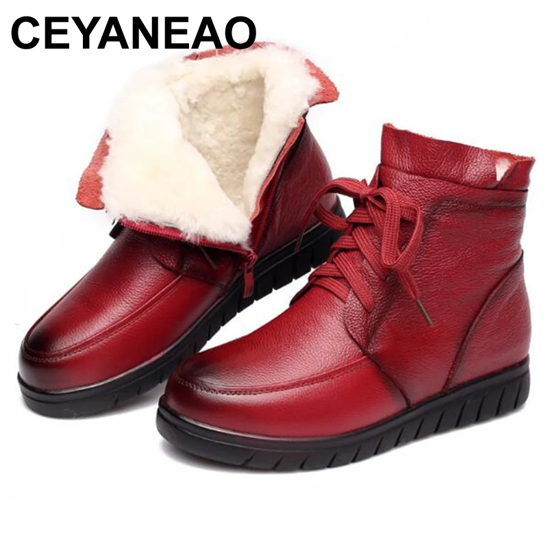 Ceyaneaoэлегантные удобные меховые одношерстяные сапоги для снежной погоды
