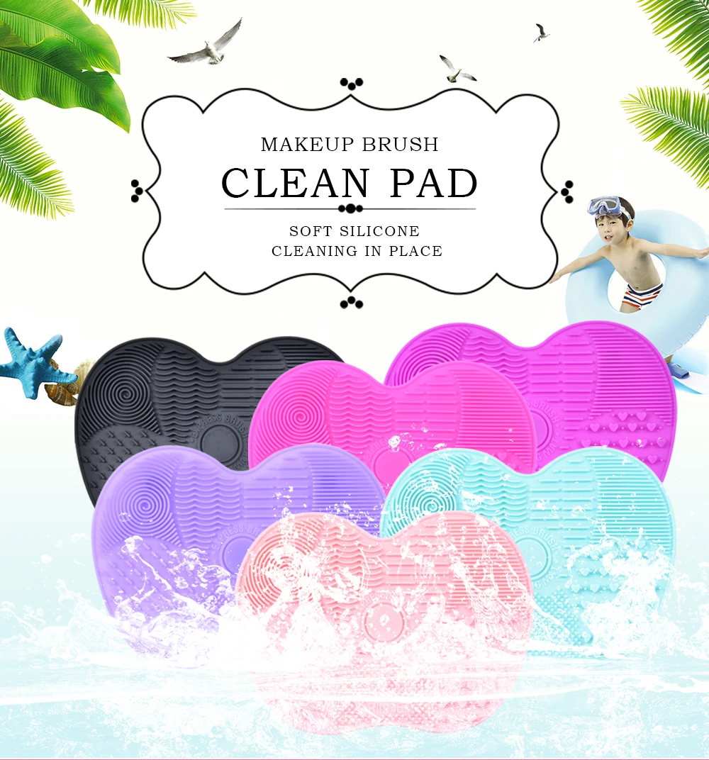 Pooypoot губка для удаления макияжа коврик силиконовая моющая щетка для макияжа Очиститель скруббер доска косметические щетки Чистящие Инструменты 6 цветов