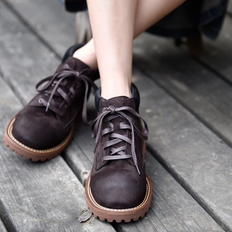 

Artmu Original British Retro Martin Boots Comfortable Flat Sole Boots Spring and Autumn Genuine Leather Ankle Boots F31392