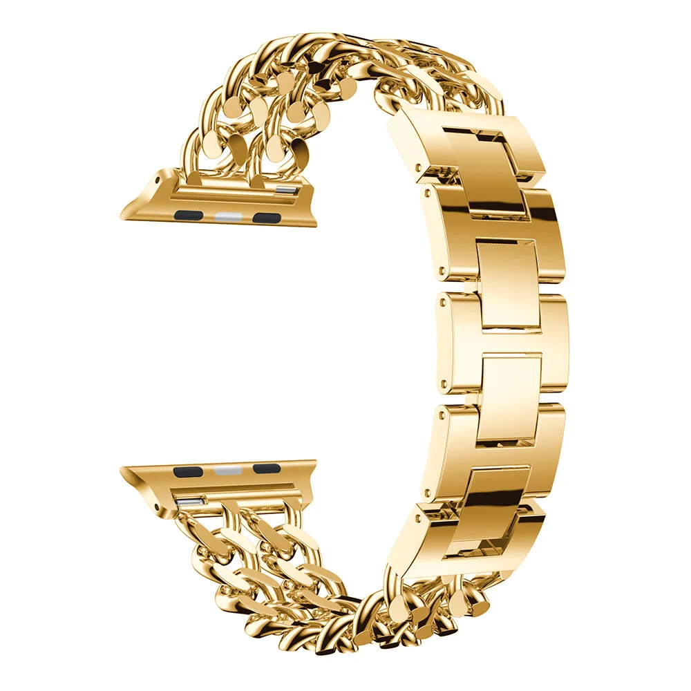 Gold Ремешок из нержавеющей стали для Apple Watch Band 4 42 мм 44 мм металлический браслет Смарт-ремешок для iWatch Series 1 2 3 38 мм 42 мм - Цвет ремешка: Gold