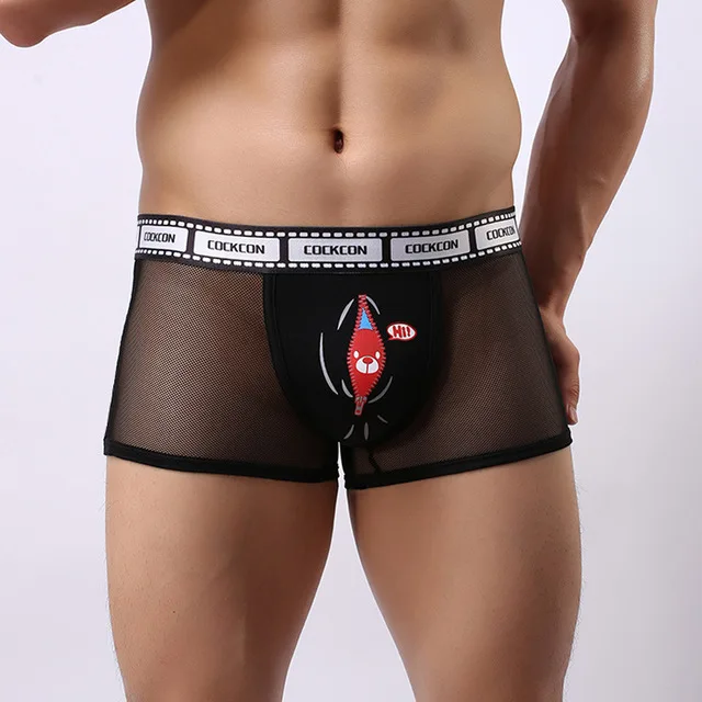 Горячее предложение! Брендовые мужские сексуальные трусы боксеры из сетчатой