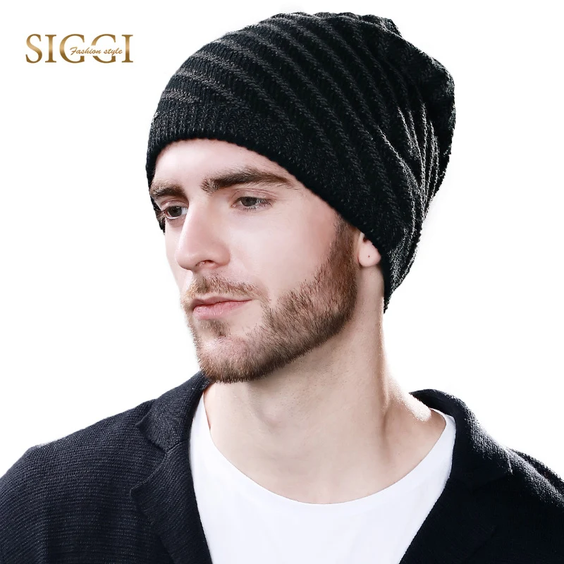 

FANCET Winter Mens Knitted Beanies Hats Acrylic Warm Casual Striped Skullies Elastic Soft Winter Hat For Men Streetwear 1044