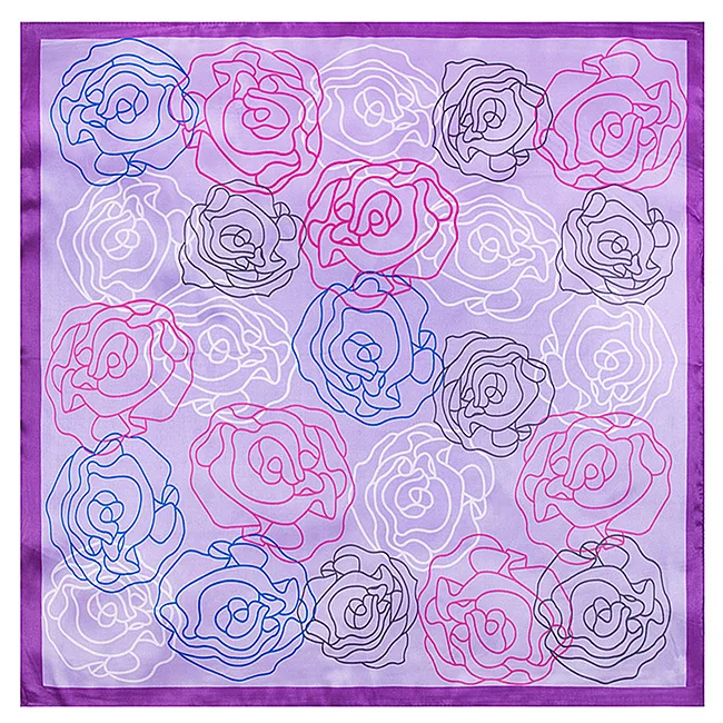 

60cm * 60cm 2017 high quality spring new abstract hand-painted rose scarf women silk scarf simulation square scarf