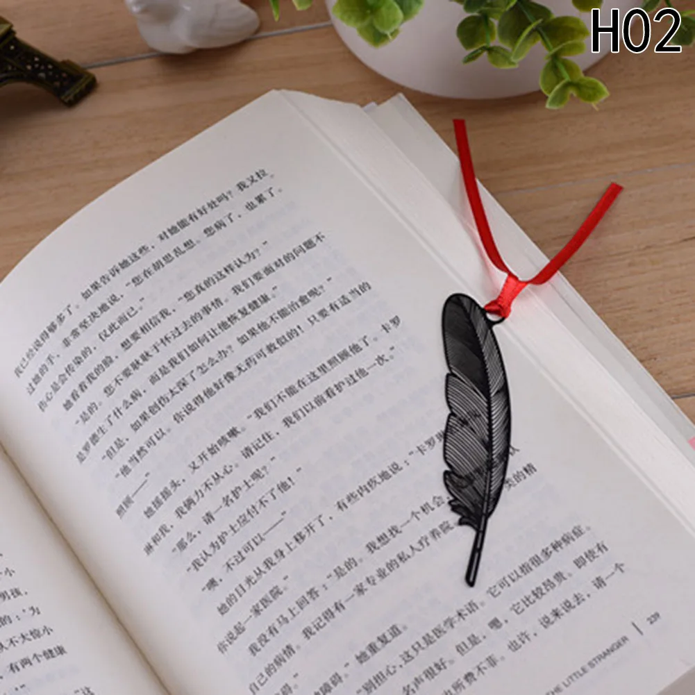 02 DIY винтажная Ретро металлическая Закладка черная птица бабочка цветок лист Закладка подарочная упаковка корейские канцелярские принадлежности - Цвет: 02