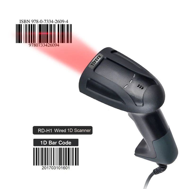 RD-H1 Wired scanner Поставка с фабрики проводной ручной сканер штрих-кодов 1D портативный сканер с памятью для POS системы инвентарного учета и супермаркета RD-H1 - Цвет: RD-H1 Wired scanner