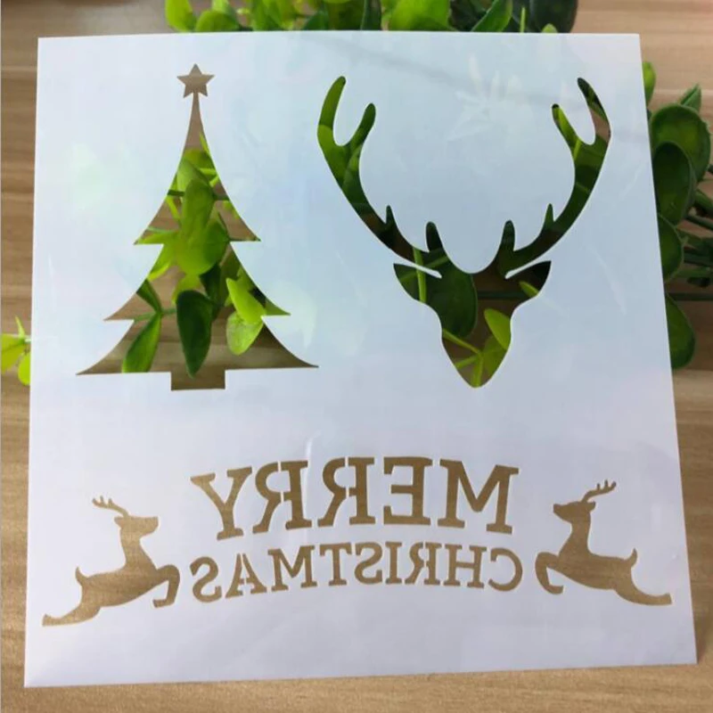 6 шт. трафарет олень Рождественский шаблон живопись для скрапбукинга штамп
