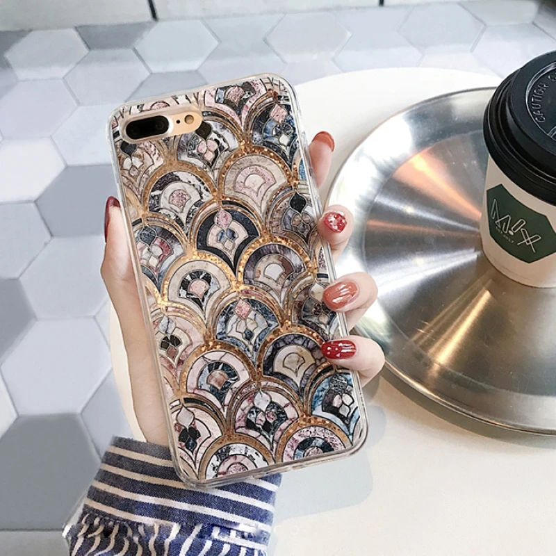 Dynamic Liquid Quicksand Marble Mermaid Phone Case For iphone 8 XS Max 6 7 Plus XR X Sequin Glossy Glitter Cover |
