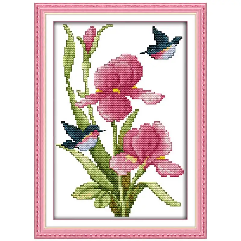 

Flowers and hummingbirds counted Cross Stitch 11CT 14CT Cross Stitch Set Wholesale DIY Cross-stitch Kit Embroidery Needlework