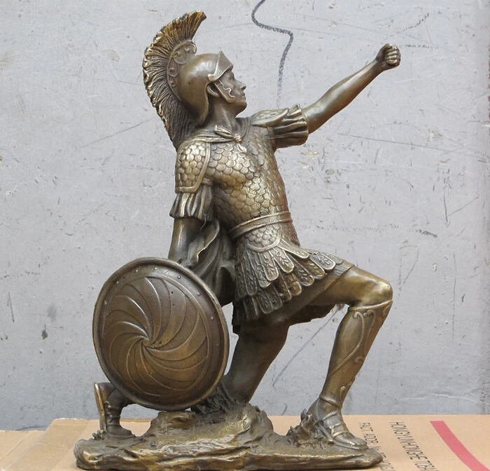 Bi002049 13 "скульптура Западное искусство Бронзовая статуя щит warrior soldier | Дом и сад
