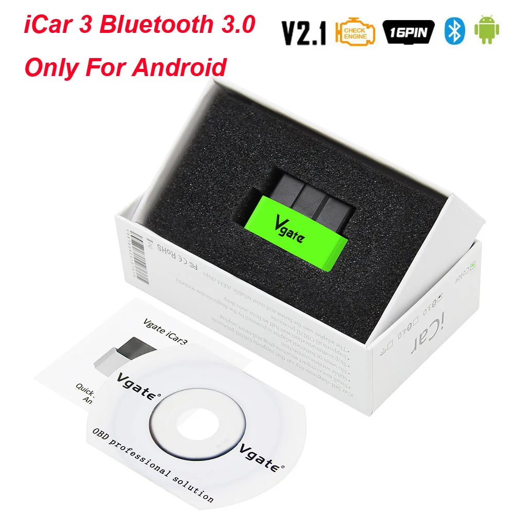 Bluetooth 3.0 Green Vgate iCar3 ELM 327 V2.1 OBD2 Bluetooth wifi сканер ELM327 V2.1 ODB2 для Android/IOS iCar 3 OBD 2 OBD2 автомобильный диагностический инструмент - Цвет: Bluetooth 3.0 Green