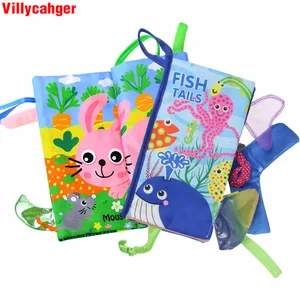 2 шт.компл. детские книги из мягкой ткани с животными и хвостом