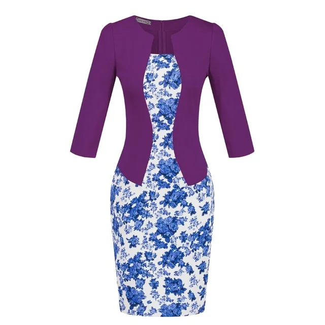 Весеннее платье, винтажное, офисное, Vestidos Renda, топы, карандаш, женская одежда, сексуальное, облегающее, для работы, одежда, вечерние, женское платье - Цвет: Orchid flower Purple