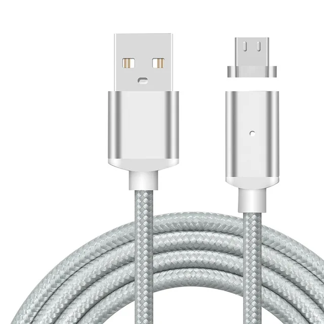 Магнитный кабель Кабель зарядного устройства микро-usb светодиодный магнитный провод для быстрой зарядки samsung Galaxy Xiaomi huawei Android мобильный телефон - Тип штекера: Silver