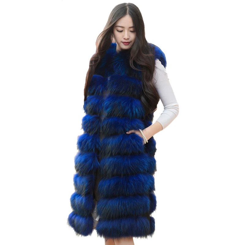 

New Scorpion hair fox fur female real fur vest long vest sleeveless Slim thin