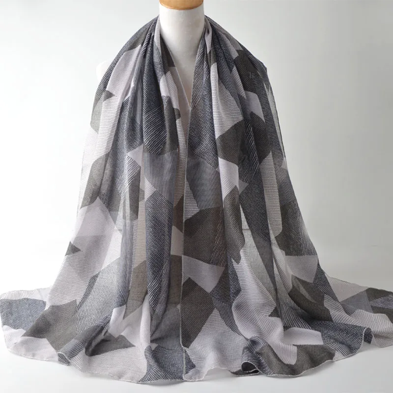 Шарфы 2017 британский стиль мусульманский хиджаб шали шарф с геометрическим