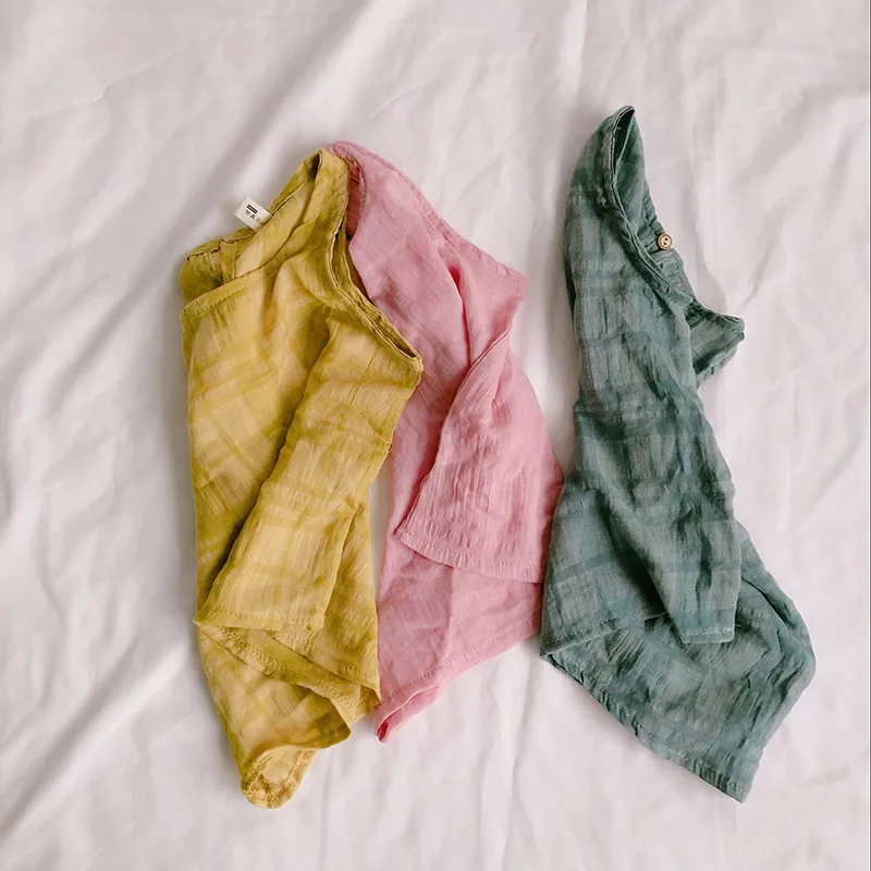 Футболки для девочек 2018 летние детские хлопок без рукавов в клеточку Детская