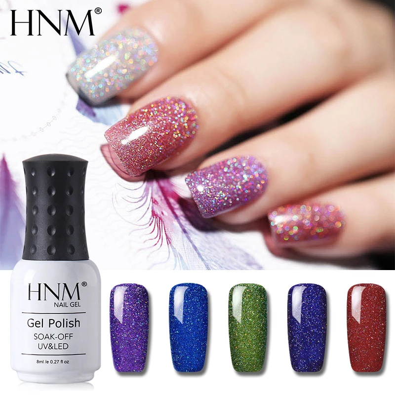 HNM 8 мл Bling неоновый платины Цвета УФ-гель для ногтей УФ-светодиодный светильник!
