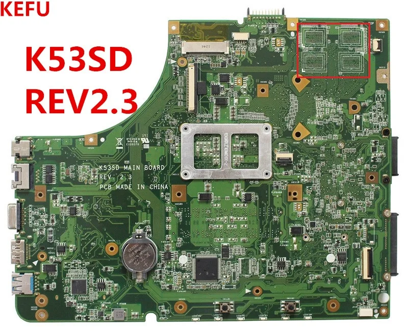 Материнская плата KEFU для ноутбука Asus A53E A53S K53E K53S K53SD материнская HM65 Rev: 2 3 USB3.0 100%