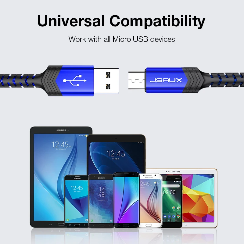 

Jsaux Micro USB Cable 2.4A Fast Charging USB Data Cable Cord for Samsung Xiaomi Redmi Note 4 5 Android Micro usb Fast Charger 2M