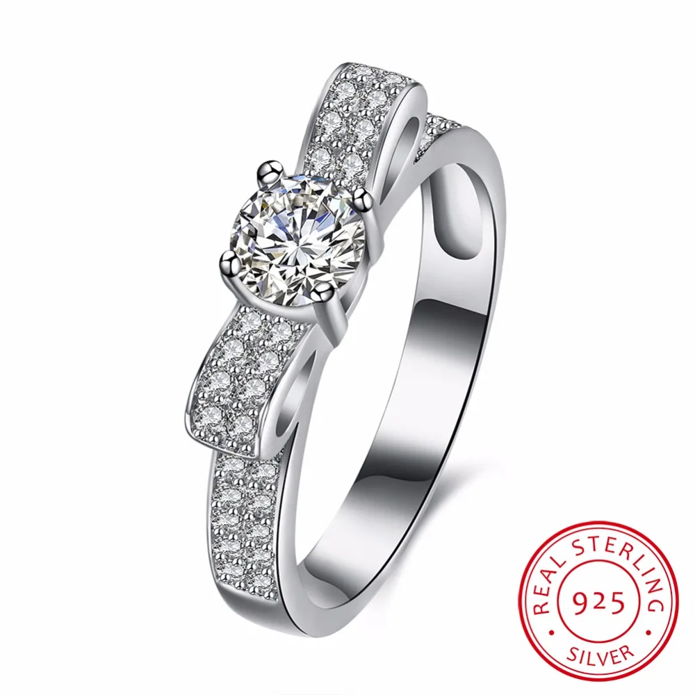 Кольцо из стерлингового серебра s925 формы банта с камнями AAA CZ для женщин в модных украшениях подарок подруге жене леди.