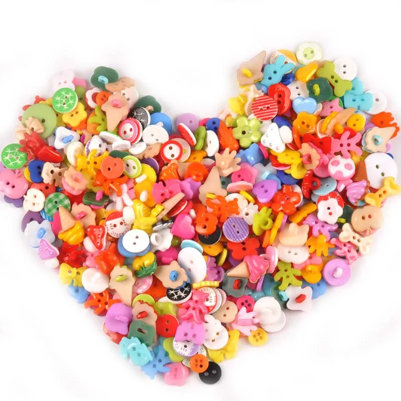 Фото 100 шт. разноцветные пластиковые пуговицы для одежды с мультяшным крашеным