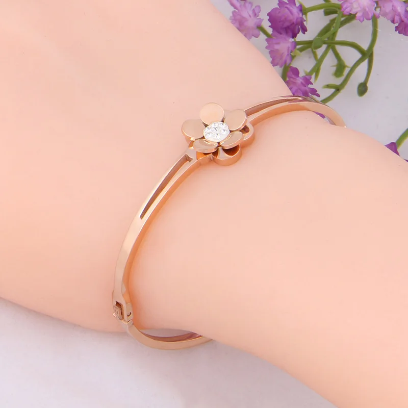 Бейлин Новинка 2017 года Нержавеющая сталь изделия Хрустальный цветок Браслеты