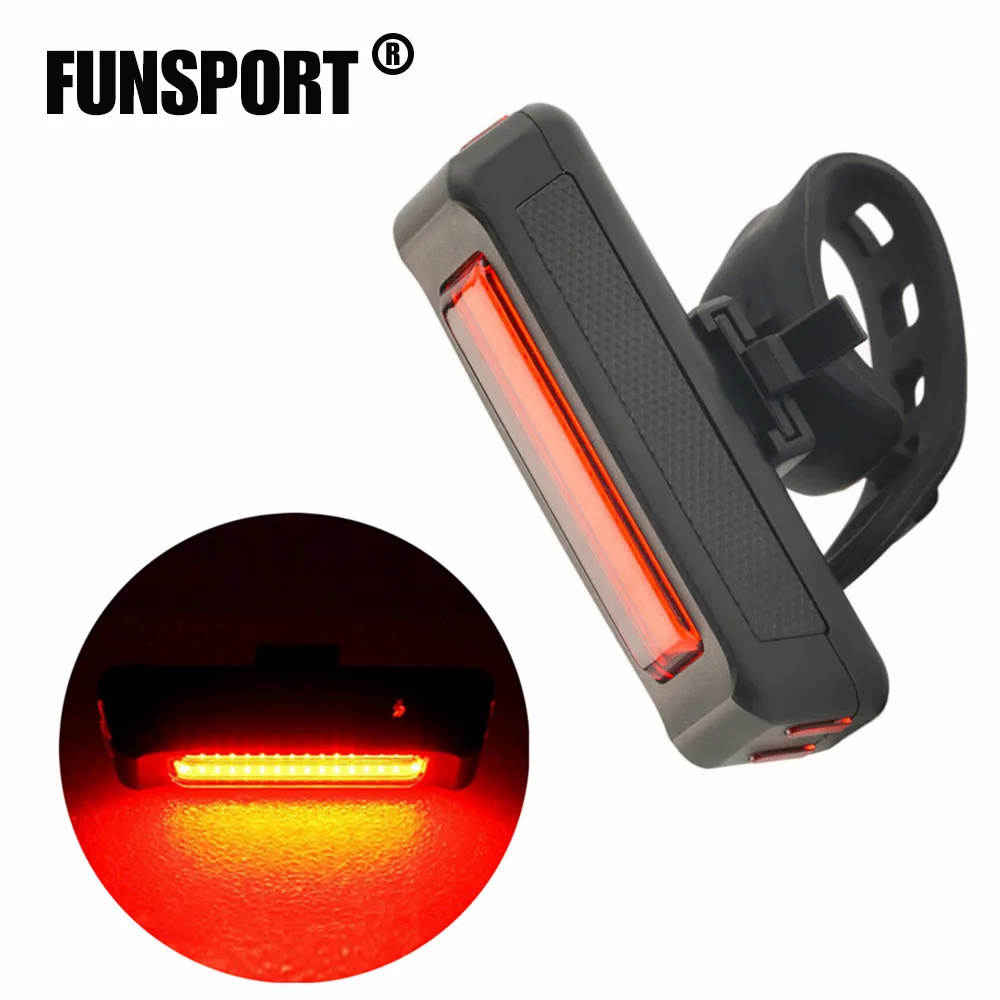 Сайт FUNSPORT велосипед задний фонарь USB Перезаряжаемые УДАРА СВЕТОДИОДНЫЙ высокое