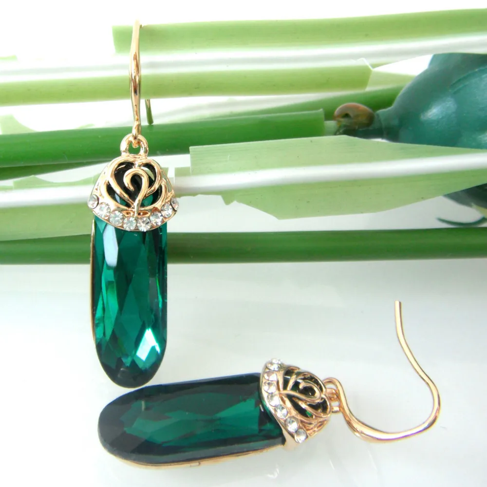 Серьги с желтым цветком Navachi зеленый кубический цирконий капли воды бесплатная