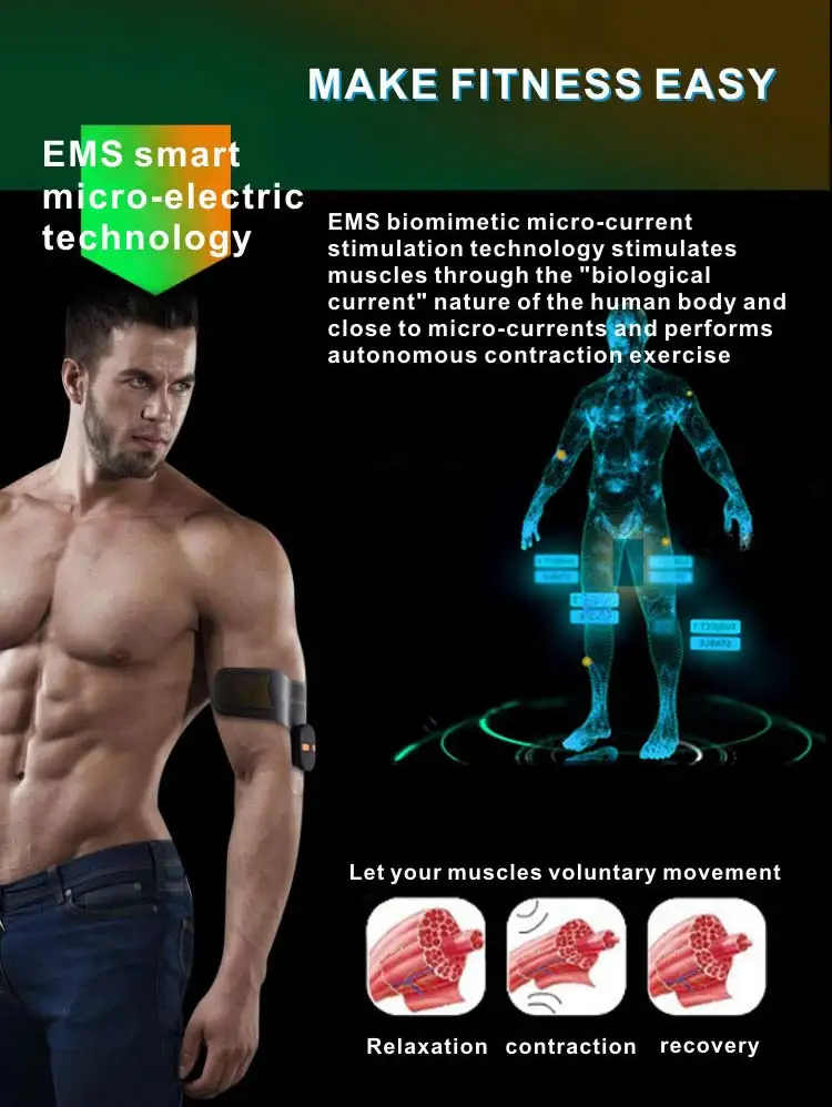 Для сжигания жира мышцы стимулятор EMS интеллектуальные живот ABS патч тренажер Электрический Мышцы Тренажерный зал