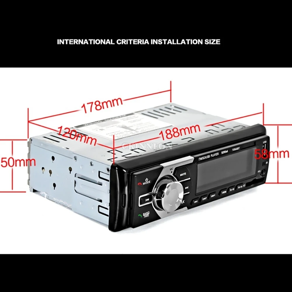 Автомагнитола стерео MP3 плеер Bluetooth mp3 FM/USB/1 Din с дистанционным управлением 12 В 1066BT