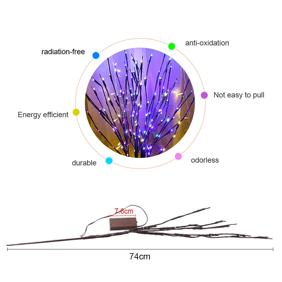 

Modern Decorative Table Lamp for Bedroom LED Willow Branch Light Battery Powered Decorative Lights 20 LEDs Bedroom Bedside Lamp