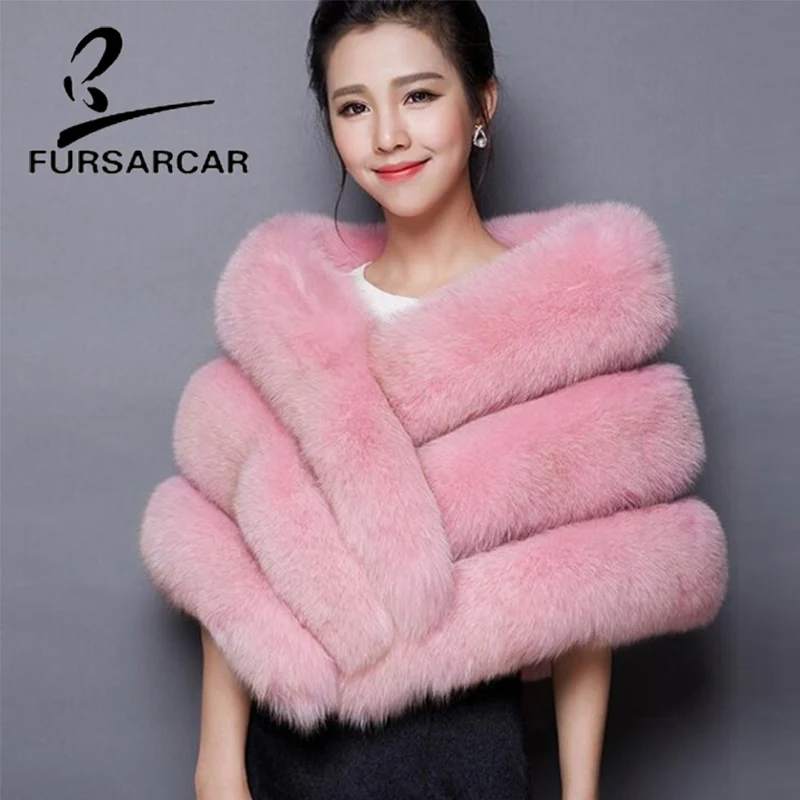 FURSARCAR 2021 Luxury Real Fox Fur Cape Women Fashion New Fox Fur Female Cape Winter  Style Thick Fox Fur Cape Top Quality