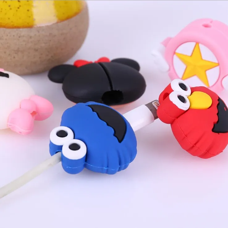 Мультфильм Защита для usb-кабеля мягкий силиконовый держатель кабеля рукав для iPhone samsung кабель шнур протектор зарядное устройство