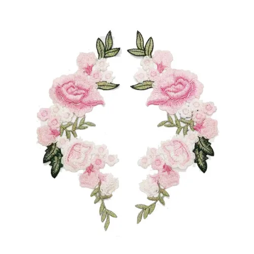 Light pink Fflacell 2 шт./компл. вышивкой в виде цветков розы; пришить патч Аппликация поделки своими руками стикер для джинсов оригинального дизайна шапка Сумка Одежда Аксессуары значки - Цвет: Light pink