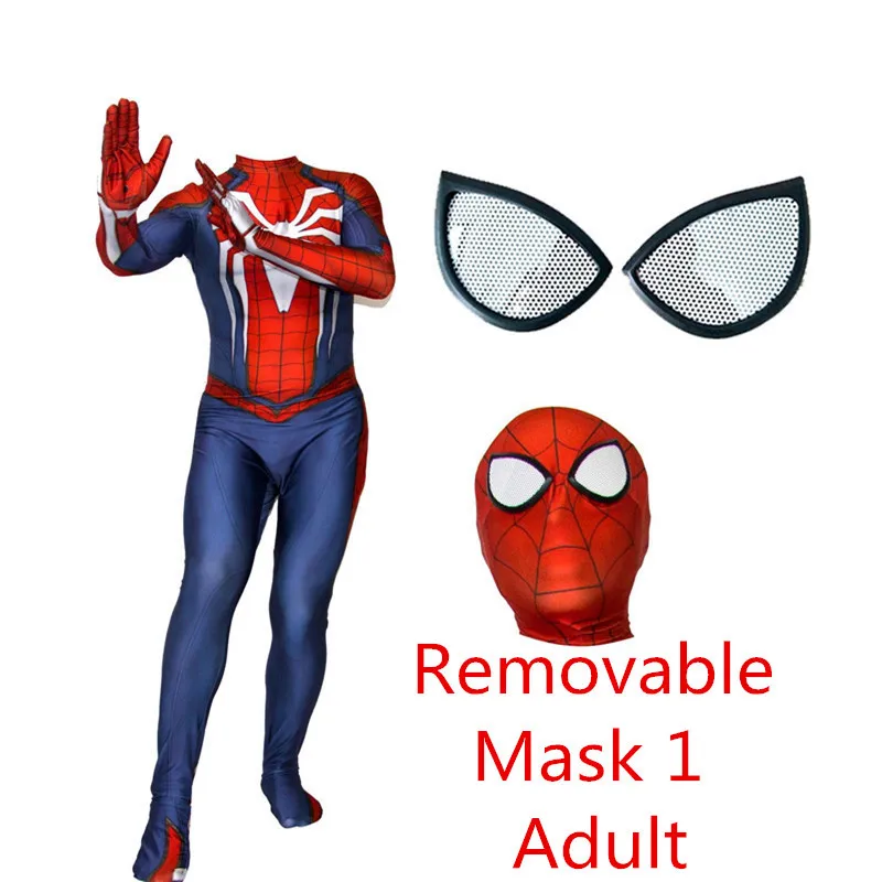 Removable Adult 1 Игра PS4 паук косплей 3D печатных спандекс человек костюм боди Zentai комбинезон Супер Герои Хэллоуин для детей и взрослых - Цвет: Removable Adult 1