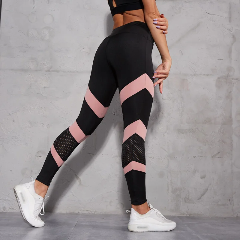 

NORMOV Women Leggings Fashion Mesh Patchwork Hollow Out High Wasit Push Up Legins Ankle Length Leggins Fitness Leggings Feminina