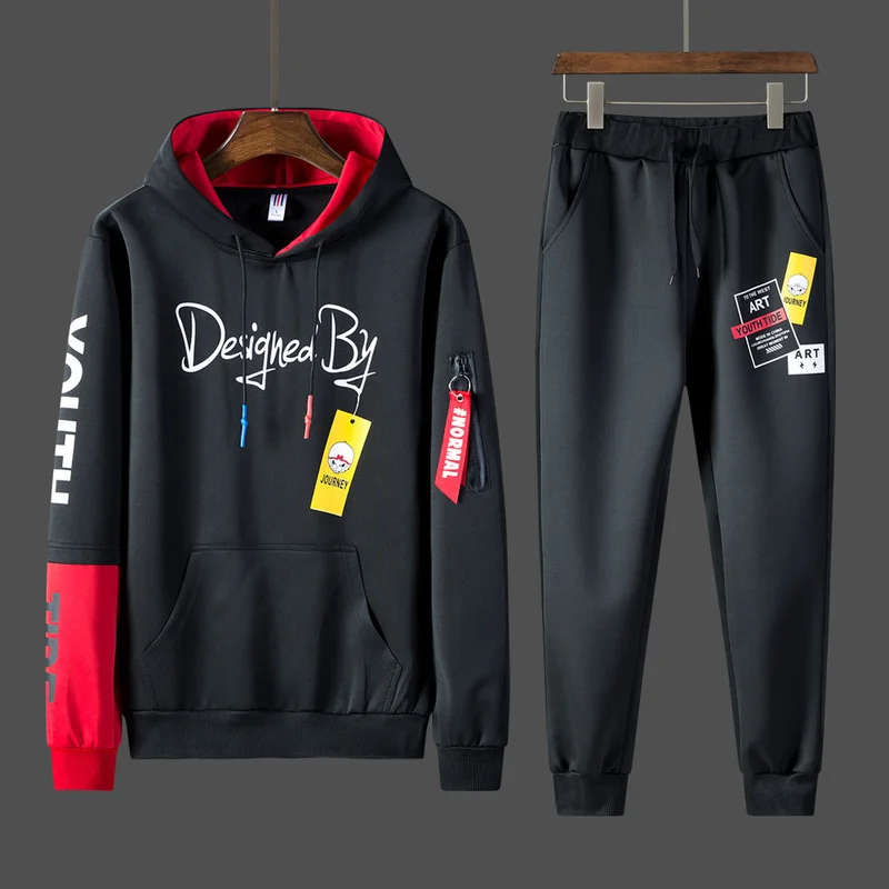 Мужской спортивный костюм в стиле хип-хоп повседневный комплект из двух