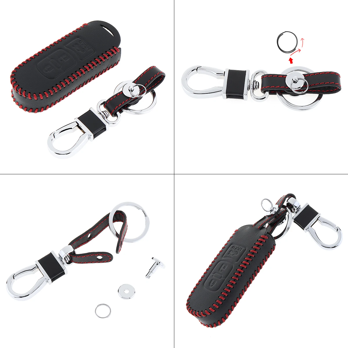 Удобный кожаный чехол для автомобильного ключа с 3 кнопками и защелкой Mazda Intelligent