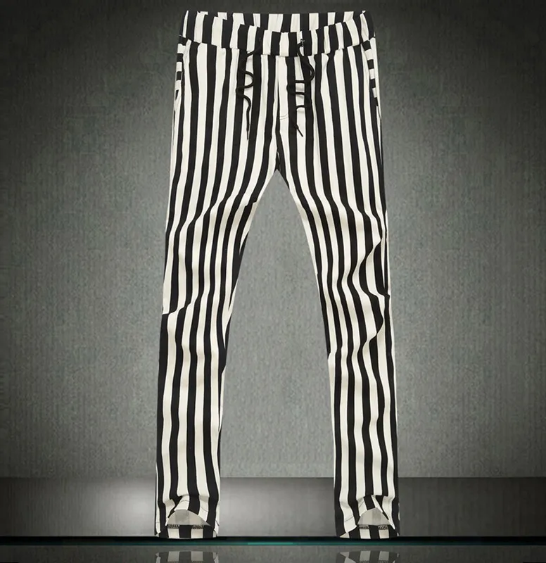 Брюки шаровары Metrosexual в черно белую полоску мужские стиле хип хоп камуфляжные