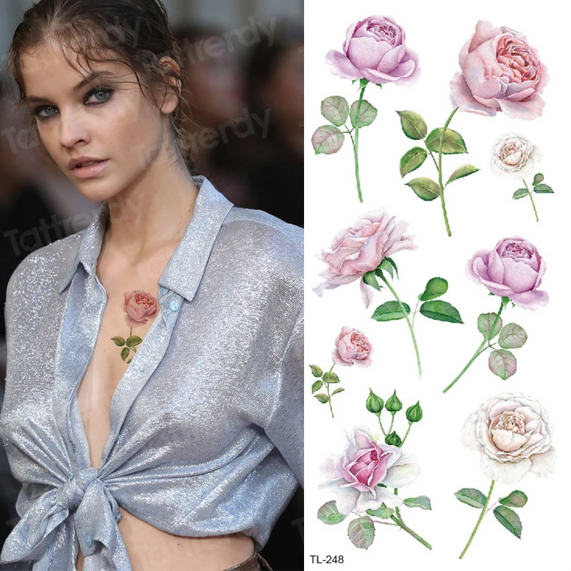 Тату стикер с цветами и розой временная тату для девочек Уникальные Цветочные