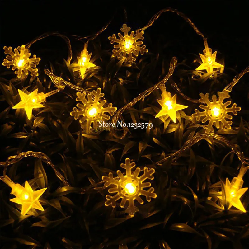 Гирлянда со снежинками и звездами 10/20/30 м 100/200/300 светодиодов|luces decorativas|led fairy string