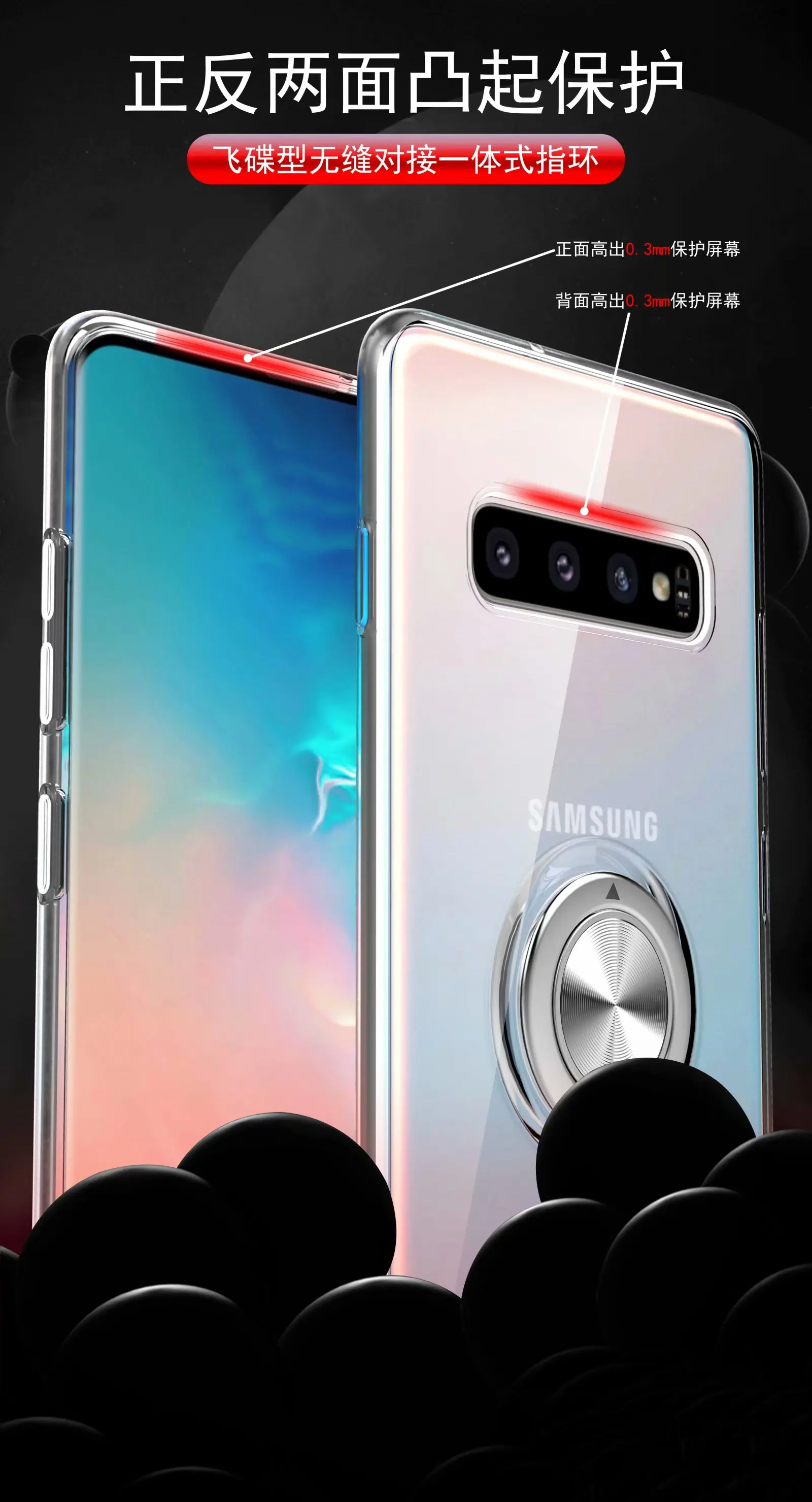 Для samsung Galaxy S10 Plus чехол с кольцом-подставкой магнит мягкий прозрачный защитный чехол на заднюю панель для samsung s10e s10plus