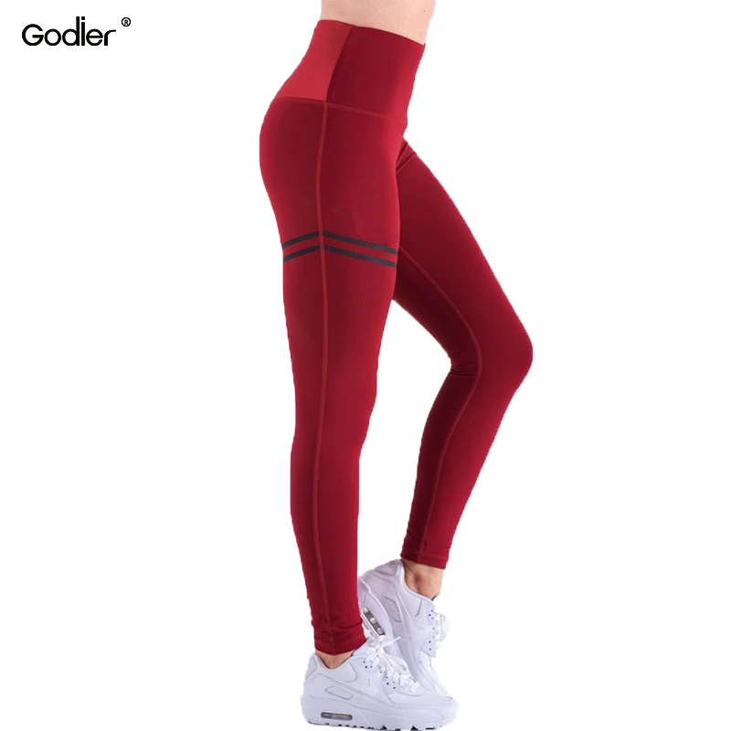 

Godier Goild Pattern Print Leggings fitness Leggings For Women Sporting Workout Leggins Elastic Slim Black Blue Red Pants