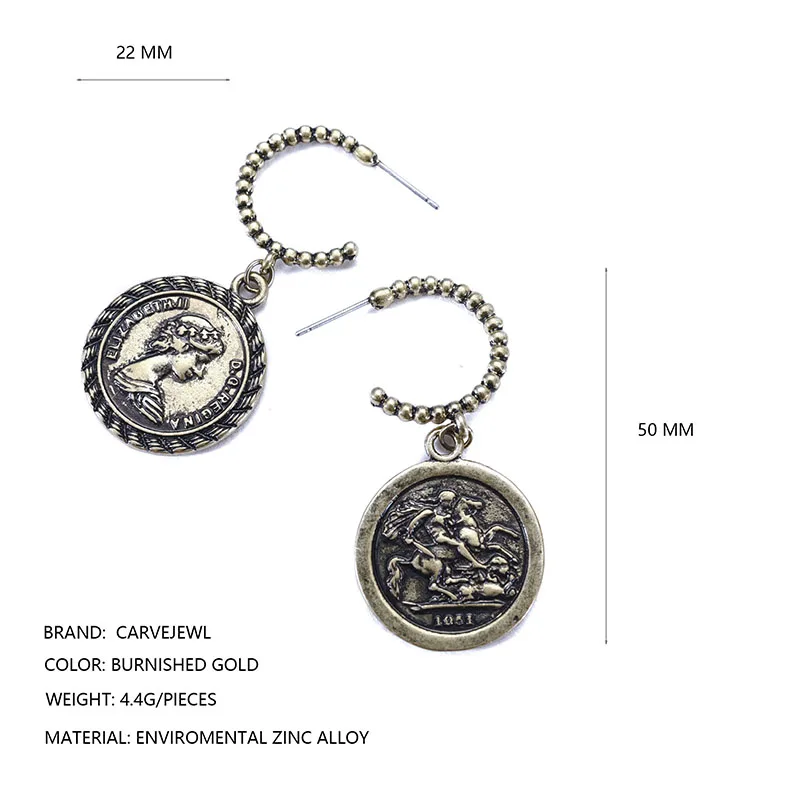Винтажные серьги Carvejewl красивые женские висячие подвески в виде головы королевы