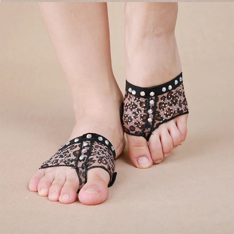 women belly shoes flat power mesh modern foot pads leopard lyrical zebra printing dance footundeez for dancing |