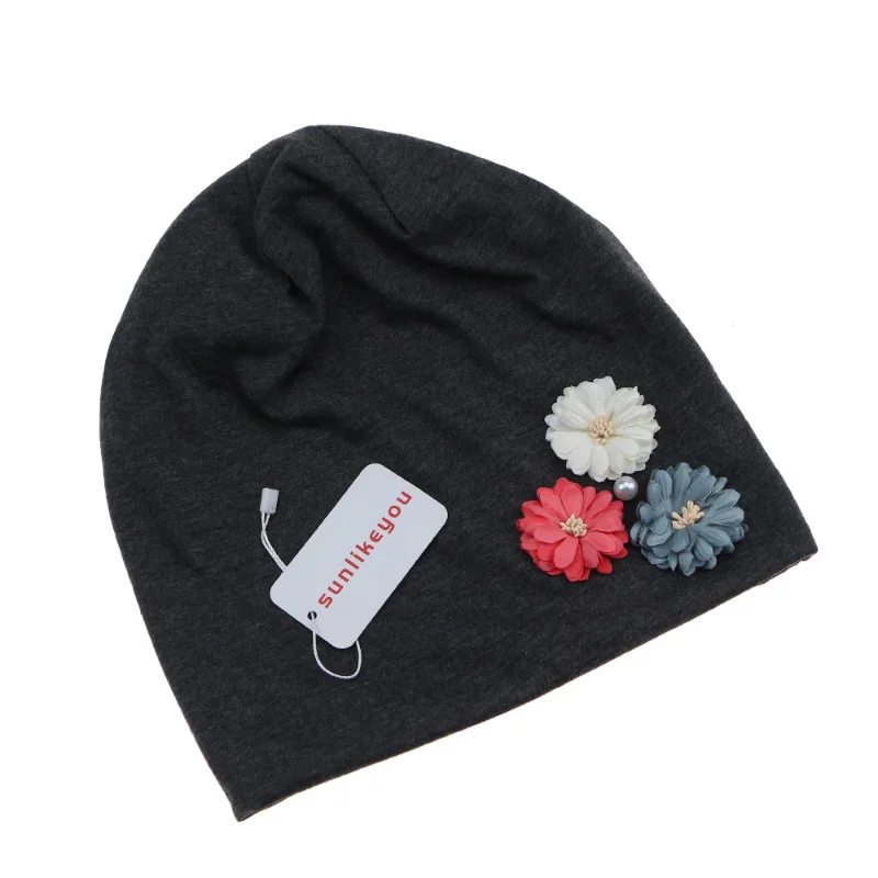 Sunlikeyou модная мешковатая шапка женская одноцветная крышки с пружинами цветок
