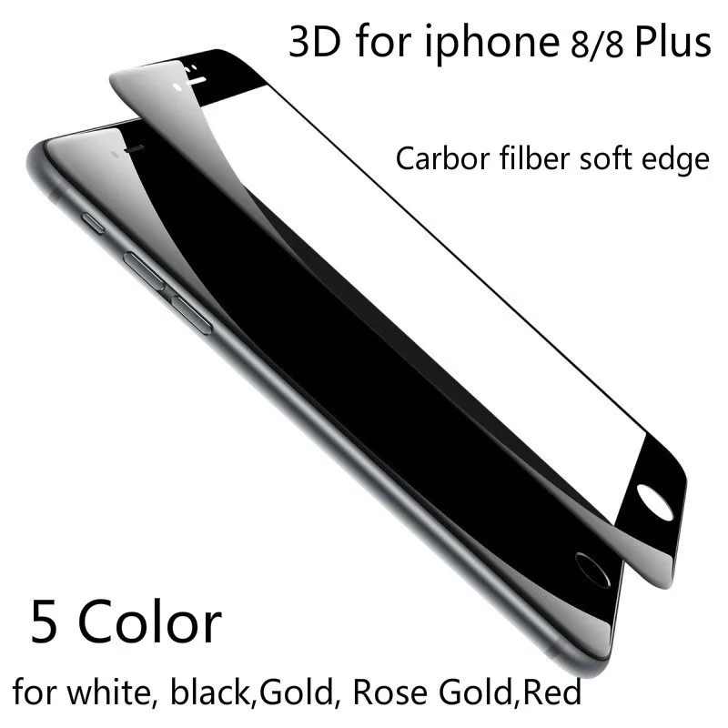 3D углеродное изогнутое закаленное стекло для iphone 8 Plus мягкий край Защитная пленка