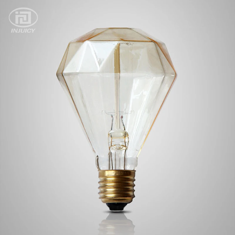 

40w E27 220v Glass Diamond Edison Bulb Vintage Halogen Bulb For Indoor Decorative Lighting Bedroom Bar Coffee
