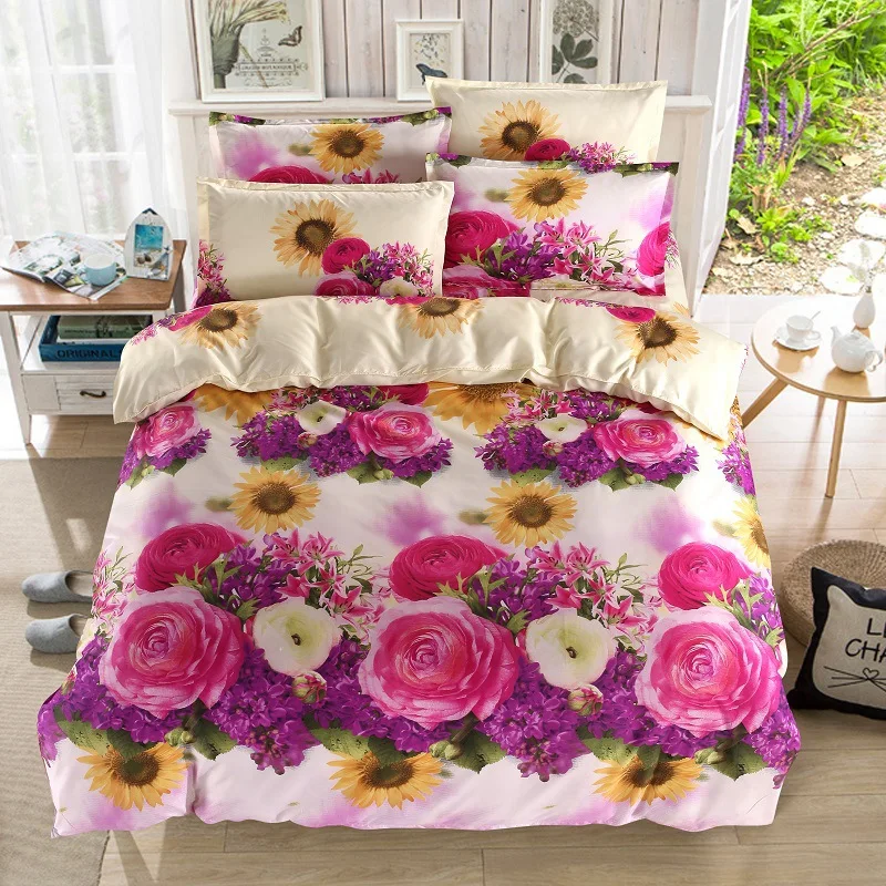 Offerte Lusso All'ingrosso Di Alta Qualità Morbido Confortevole 3d Jacquard King Size Regalo Di Nozze 1 * Biancheria Da Letto Piatta 2 * Fodera Per Cuscino 1 * Copripiumino